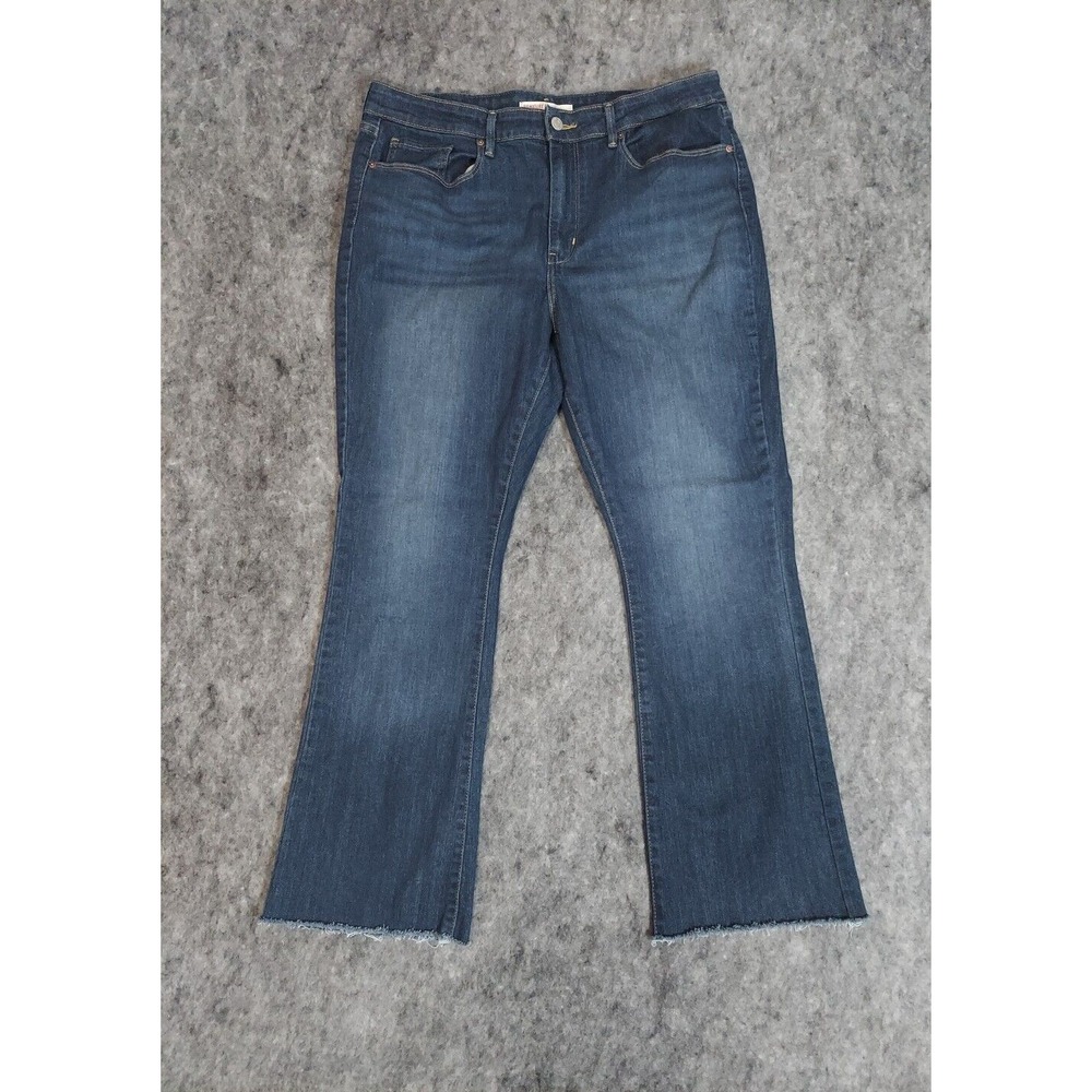 Levis Jeans Womens 16 Blue Mid Rise Bootcut Raw Hem 34x28‎ Dark Wash Western